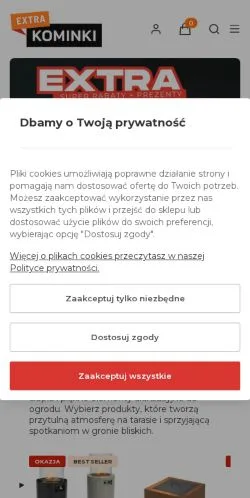 Vista previa del sitio ExtraKominki, medio de Polonia para artículos patrocinados