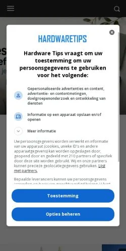Forhåndsvisning av nettstedet Hardwaretips, medium fra Nederland for sponsede artikler