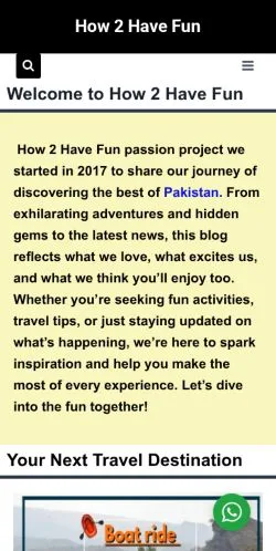 Förhandsvisning av webbplatsen How 2 Have Fun, medium i USA för sponsrade artiklar