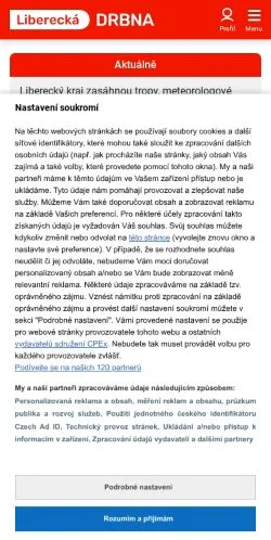 Anteprima del sito Liberecká Drbna, media di Cechia per articoli sponsorizzati