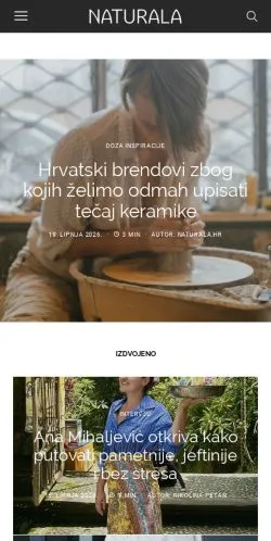 Anteprima del sito Naturala, media di Croazia per articoli sponsorizzati