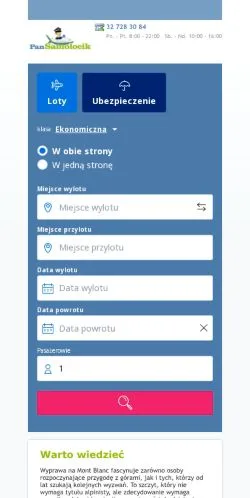 Anteprima del sito Pan Samolocik, media di Polonia per articoli sponsorizzati