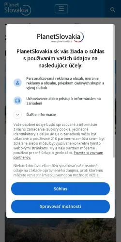 Förhandsvisning av webbplatsen PlanetSlovakia, medium i Slovakien för sponsrade artiklar