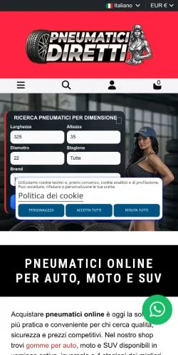 Aperçu du site Pneumatici Diretti, média de Italie pour articles sponsorisés