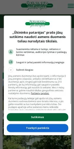 Anteprima del sito Ūkininko Patarėjas, media di Lituania per articoli sponsorizzati