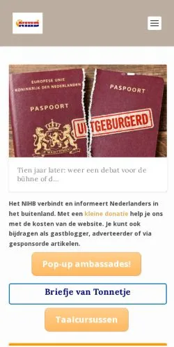 Forhåndsvisning av nettstedet Nederlanders In Het Buitenland, medium fra Nederland for sponsede artikler