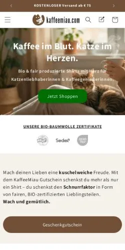 Anteprima del sito Kaffeemiau, media di Germania per articoli sponsorizzati