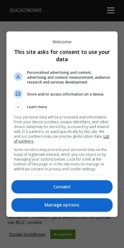 Vista previa del sitio Quickonomie, medio de Bélgica para artículos patrocinados