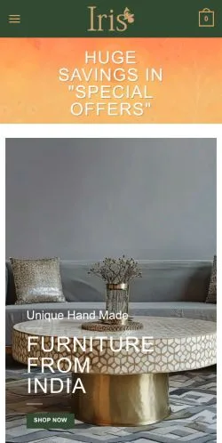 Podgląd witryny Iris Furnishing, medium z kraju Wielka Brytania do artykułów sponsorowanych