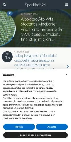 Anteprima del sito Sportflash24, media di Italia per articoli sponsorizzati