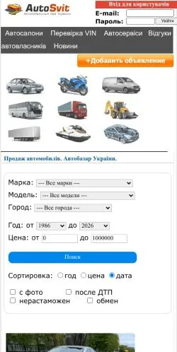 Anteprima del sito AutoSvit, media di Ucraina per articoli sponsorizzati