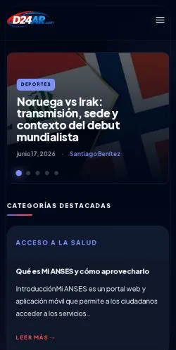 Forhåndsvisning av nettstedet D24ar Noticias, medium fra Spania for sponsede artikler