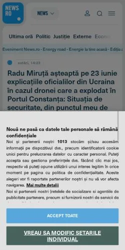 Anteprima del sito News, media di Romania per articoli sponsorizzati