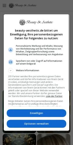 Anteprima del sito Beauty Ästhetik, media di Germania per articoli sponsorizzati