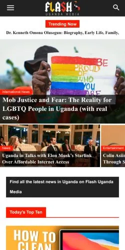 Aperçu du site Flash Uganda Media, média de Royaume-Uni pour articles sponsorisés