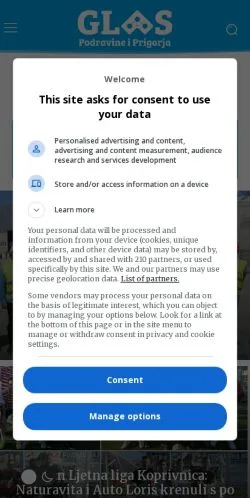 スポンサード記事向けのアメリカ合衆国メディア、Glas Podravineのサイトプレビュー
