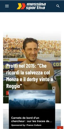 Anteprima del sito Messina Sportiva, media di Italia per articoli sponsorizzati