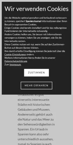 Forhåndsvisning av nettstedet SpanienJournal, medium fra Tyskland for sponsede artikler