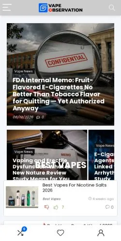 Voorbeeld van de site Vape Observation, medium uit Verenigde Staten voor gesponsorde artikelen