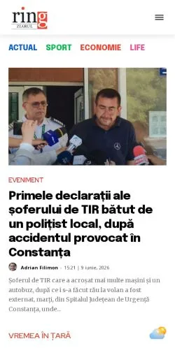 Podgląd witryny ZiarulRing, medium z kraju Rumunia do artykułów sponsorowanych
