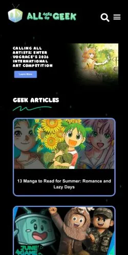 Podgląd witryny All Ages of Geek, medium z kraju Stany Zjednoczone do artykułów sponsorowanych