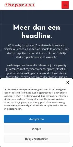 Anteprima del sito Theppress, media di Belgio per articoli sponsorizzati
