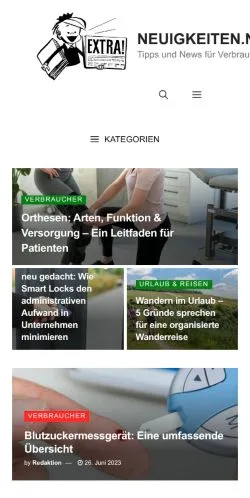 Podgląd witryny Neuigkeiten, medium z kraju Niemcy do artykułów sponsorowanych