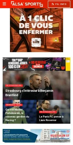 Anteprima del sito Alsa'Sports, media di Francia per articoli sponsorizzati