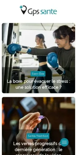 Pré-visualização do site GPS Santé, meio de França para artigos patrocinados