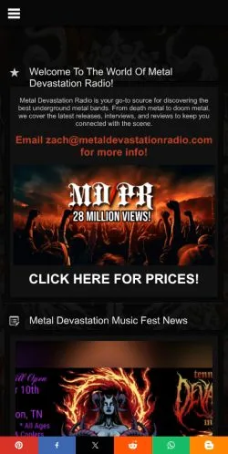 Podgląd witryny Metal Devastation Radio, medium z kraju Stany Zjednoczone do artykułów sponsorowanych