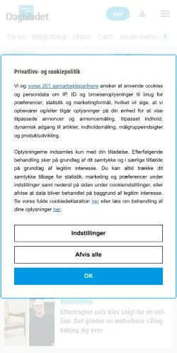 Preview of the Dagbladet Ringkøbing-Skjern website, a media outlet in Denmark for sponsored articles