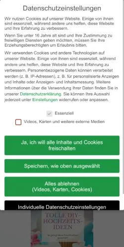 Podgląd witryny Hochzeitsmagazin24, medium z kraju Niemcy do artykułów sponsorowanych