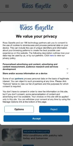 Anteprima del sito The Ross Gazette, media di Stati Uniti per articoli sponsorizzati