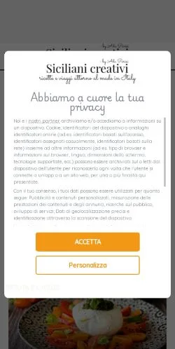 Vorschau der Website Siciliani Creativi in Cucina, Medium aus Italien für gesponserte Artikel