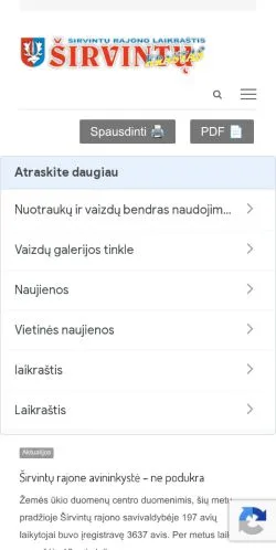 Anteprima del sito Širvintų Kraštas, media di Lituania per articoli sponsorizzati
