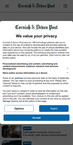 Vorschau der Website Cornish & Devon Post, Medium aus Vereinigte Staaten für gesponserte Artikel