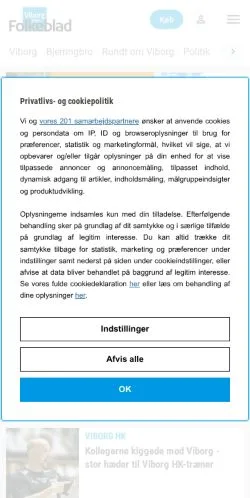 Podgląd witryny Viborg Folkeblad, medium z kraju Dania do artykułów sponsorowanych