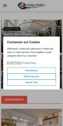 Anteprima del sito Design Italia, media di Italia per articoli sponsorizzati