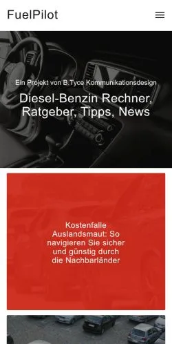 スポンサード記事向けのドイツメディア、FuelPilotのサイトプレビュー