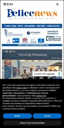 Podgląd witryny BeliceNews, medium z kraju Włochy do artykułów sponsorowanych