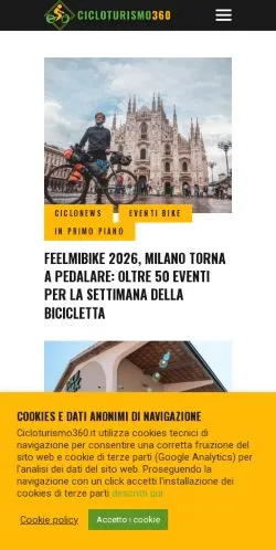 スポンサード記事向けのイタリアメディア、CicloTurismo360のサイトプレビュー
