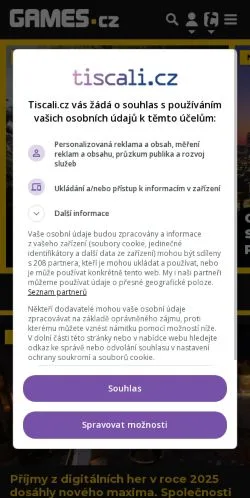Anteprima del sito GAMES.CZ, media di Cechia per articoli sponsorizzati