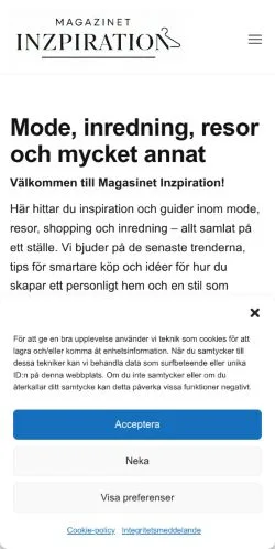 스폰서 기사용 스웨덴 매체 Magasinet Inzpiration 사이트 미리보기