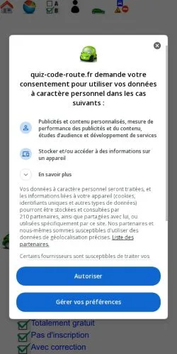 Preview of the Quiz Code Route website, a media outlet in France for sponsored articles