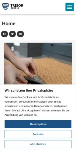 Anteprima del sito Tresor & Sicherheit, media di Austria per articoli sponsorizzati