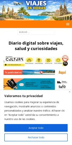 Anteprima del sito Viajes 24 Horas, media di Spagna per articoli sponsorizzati