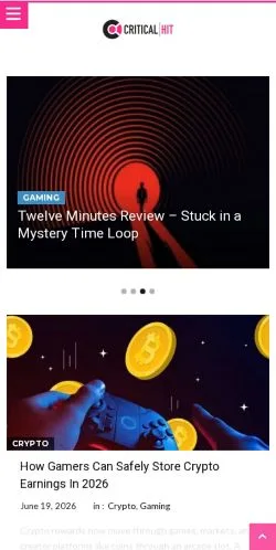 Pré-visualização do site Critical Hit, meio de Reino Unido para artigos patrocinados