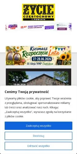 Anteprima del sito Życie Częstochowy, media di Polonia per articoli sponsorizzati