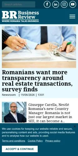 Vista previa del sitio Business Review, medio de Estados Unidos para artículos patrocinados