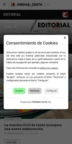 Podgląd witryny La Verdad de Ceuta, medium z kraju Hiszpania do artykułów sponsorowanych